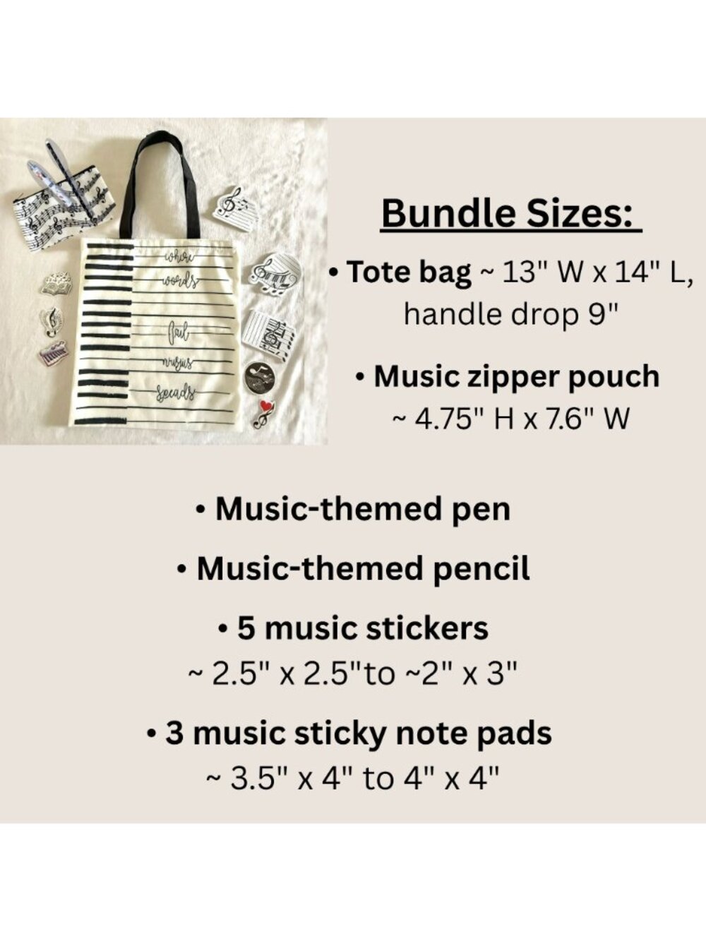 Music Student Organization Practice Kit Tote Pouch Stickers Accessories - Picture 6 of 12